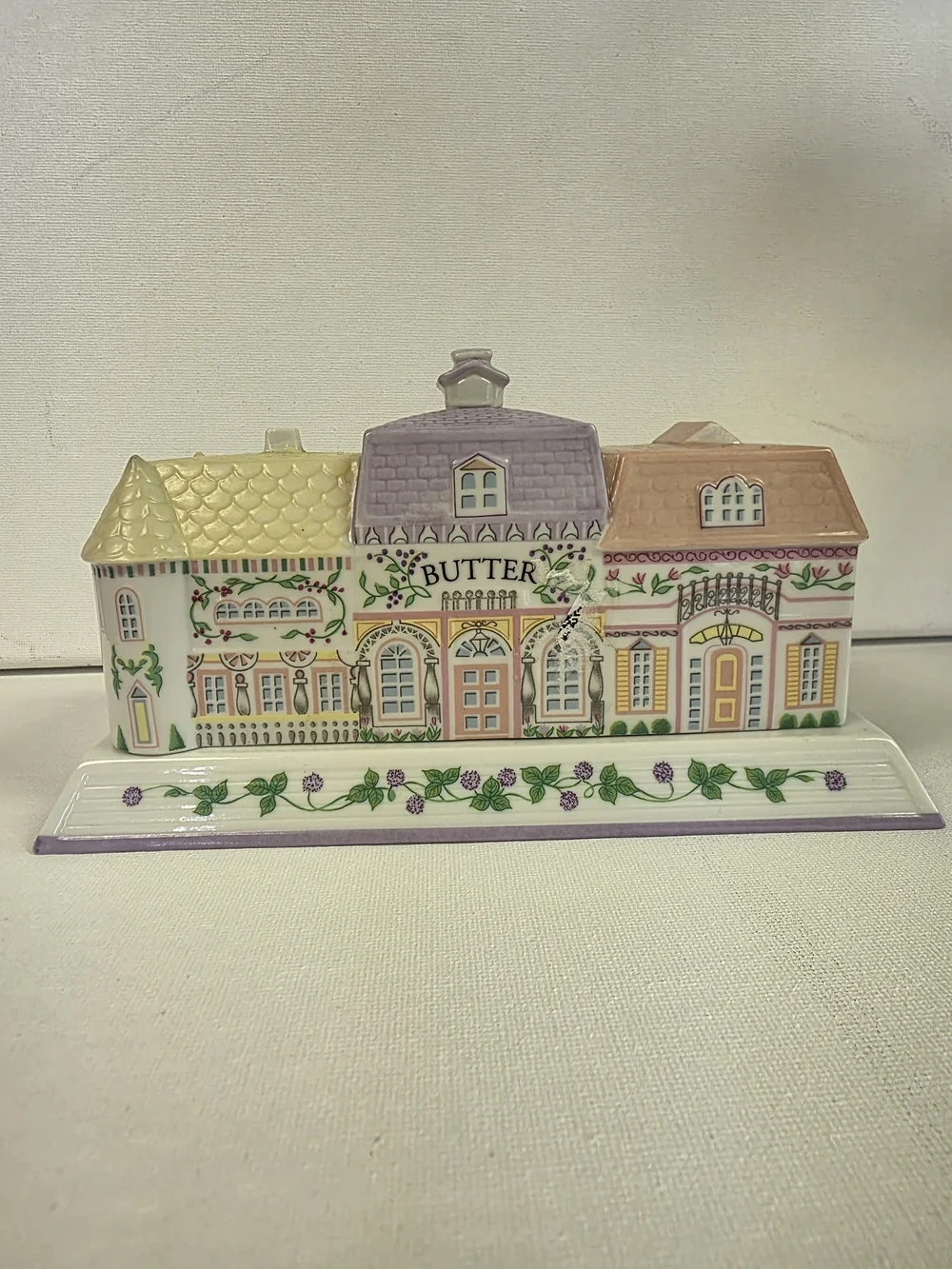 Lenox Village Butter Dish Porcelain 1994 Handmade, 2-Piece Set, Collectible